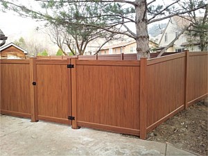 Wood Grain Privacy Vinyl Fence