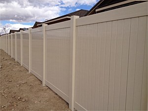 Privacy Tan Vinyl Fence 1