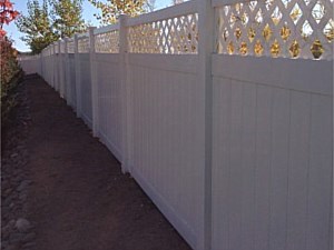 White Privacy Fence with Lattice Top