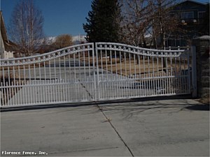 Iron White Arched Double Drive Gate System