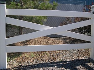 Cross-buck 4rail (White) Vinyl Fence